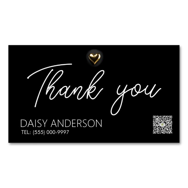Elegant stylish Simple with Gold heart Business  Card Magnet (Front)