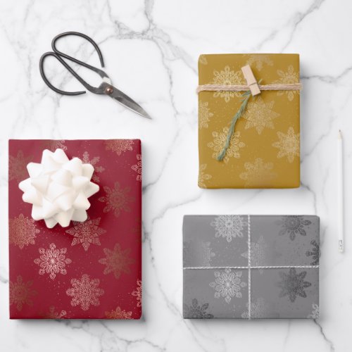 Elegant Stylish Snowflake Pattern Christmas  Wrapping Paper Sheets