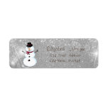 Elegant,Stylish Snowman, Silver  Glitter Label<br><div class="desc">Adorable snowman on silver glittery  background. An elegant and sophisticated designe.Costumize with your name and address details.</div>