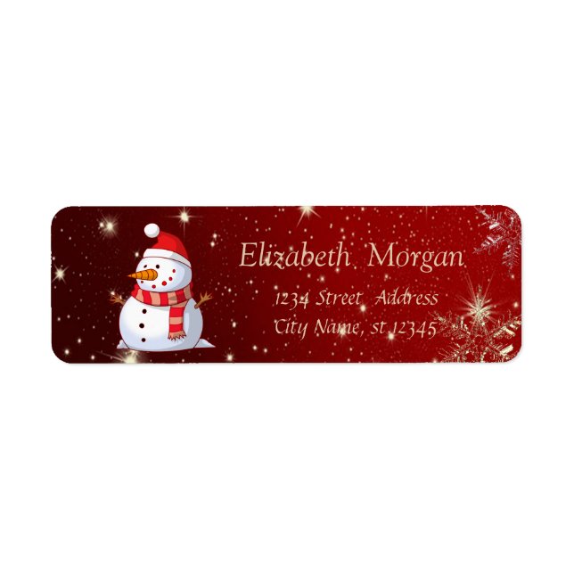 Elegant Stylish,Snowman,Snowflakes Label (Front)