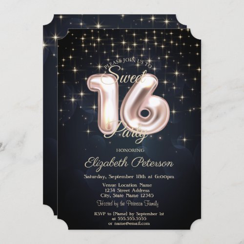 Elegant Stylish Stars Sweet 16 Invitation