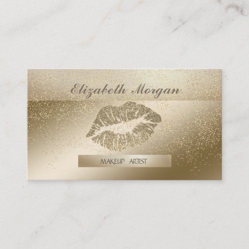 Elegant StylishStripedGlitter Lips Gold Confetti Business Card