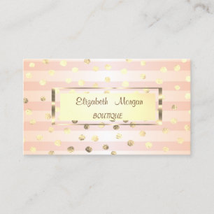 Elegant Stylish,Striped Gold Frame,Confetti Business Card
