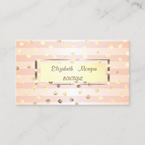 Elegant StylishStriped Gold FrameConfetti Business Card