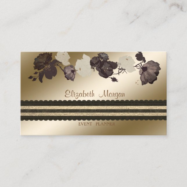 Elegant Stylish ,Stripes,Flowers Business Card (Front)