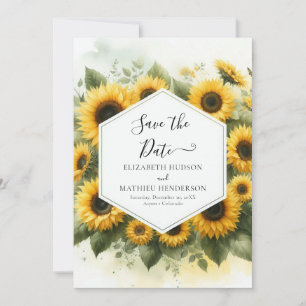 Elegant Stylish Sunflower Wedding Save The Date