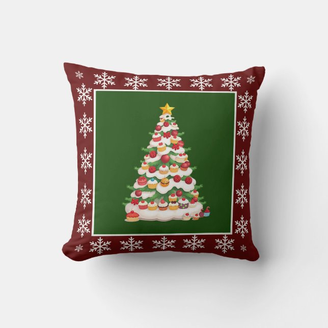Elegant Stylish Sweet Delicious Christmas Tree Throw Pillow (Front)