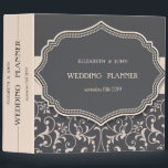 Elegant Stylish Swirls,Dots,Frame Wedding 3 Ring Binder<br><div class="desc">Elegant chic swirl and frame on black dotted background.</div>