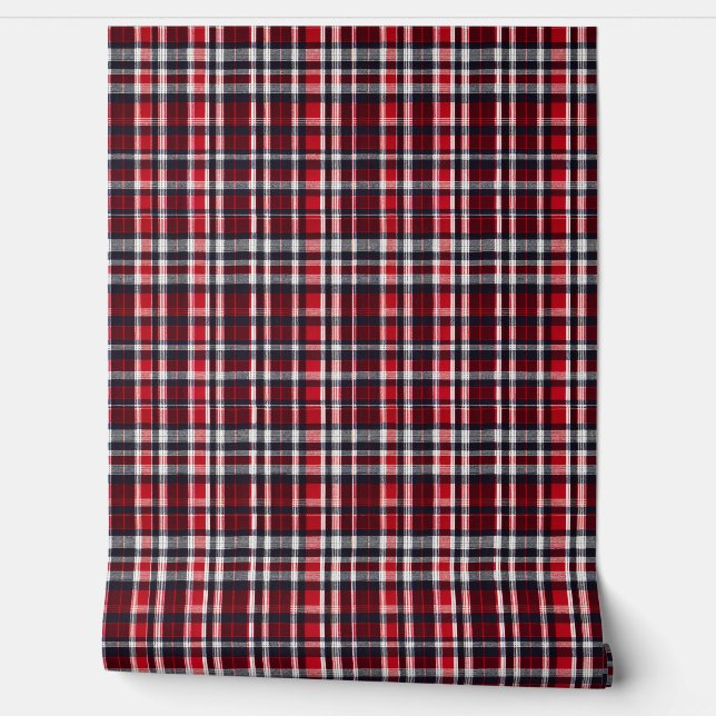 Elegant Stylish Tartan Plaid Check Patterned Wallpaper (Unrolling)