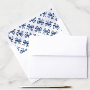 Elegant Stylish Trendy Blue Floral Bows Envelope Liner