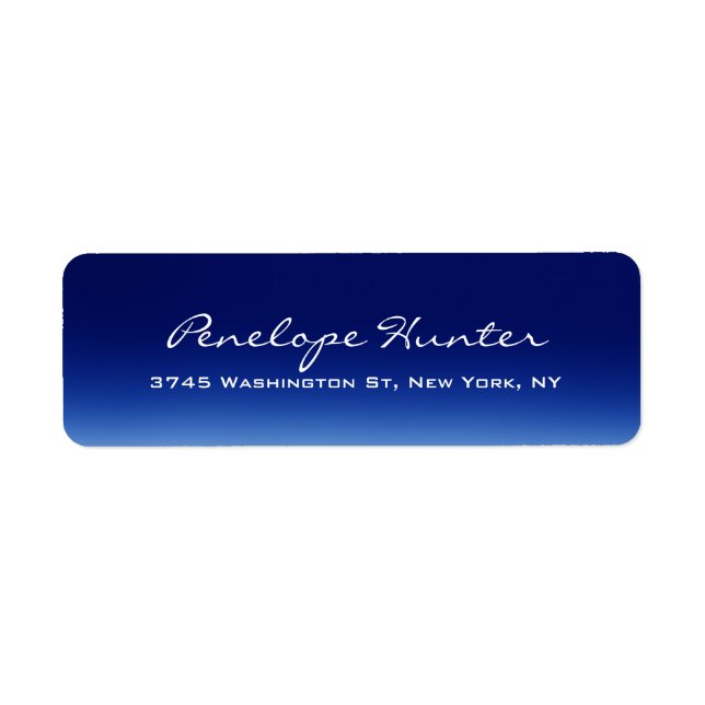 Elegant Stylish Trendy Blue Handwriting Script Label (Front)