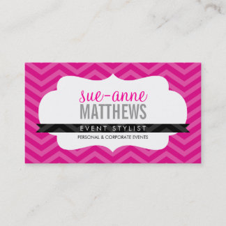 ELEGANT stylish trendy chevron pattern bright pink Business Card