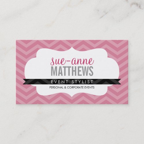 ELEGANT stylish trendy chevron pattern rose pink Business Card