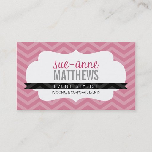 Customizable ELEGANT stylish trendy chevron pattern rose pink Business Card
