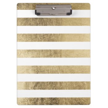 Elegant Stylish Trendy Faux Gold Modern Stripe Clipboard by pink_water at Zazzle