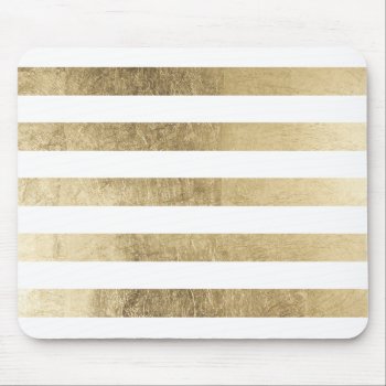 Elegant Stylish Trendy Faux Gold Modern Stripe Mouse Pad by pink_water at Zazzle