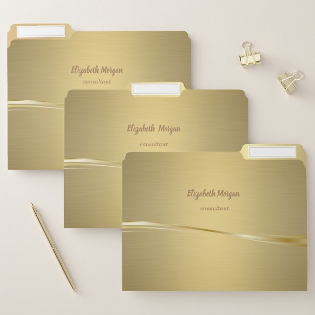 Elegant Stylish Trendy  Gold Background File Folder (Set)