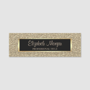 Elegant Stylish Trendy Gold Glitter, Frame Name Tag