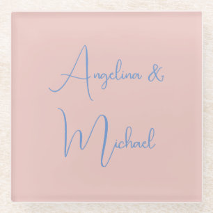 Elegant Stylish Trendy Handwriting Script Name Glass Coaster