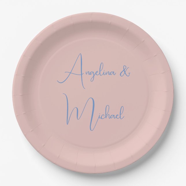 Elegant Stylish Trendy Handwriting Script Name Paper Plates (Front)