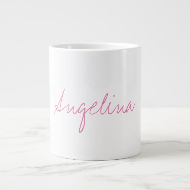 Elegant Stylish Trendy Unique Handwriting Script Giant Coffee Mug (Front)