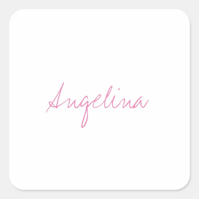 Elegant Stylish Trendy Unique Handwriting Script Square Sticker (Front)
