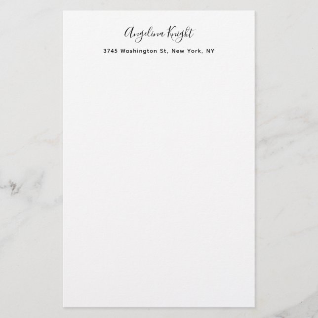 Elegant Stylish Trendy Unique Handwriting Script Stationery (Front)