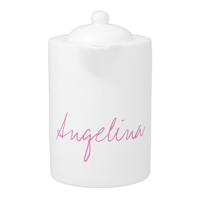 Elegant Stylish Trendy Unique Handwriting Script Teapot (Front)