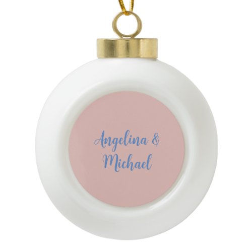 Elegant Stylish Trendy Unique Names Calligraphy Ceramic Ball Christmas Ornament