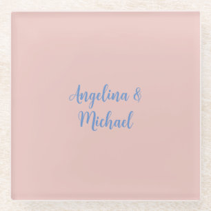Elegant Stylish Trendy Unique Names Calligraphy Glass Coaster