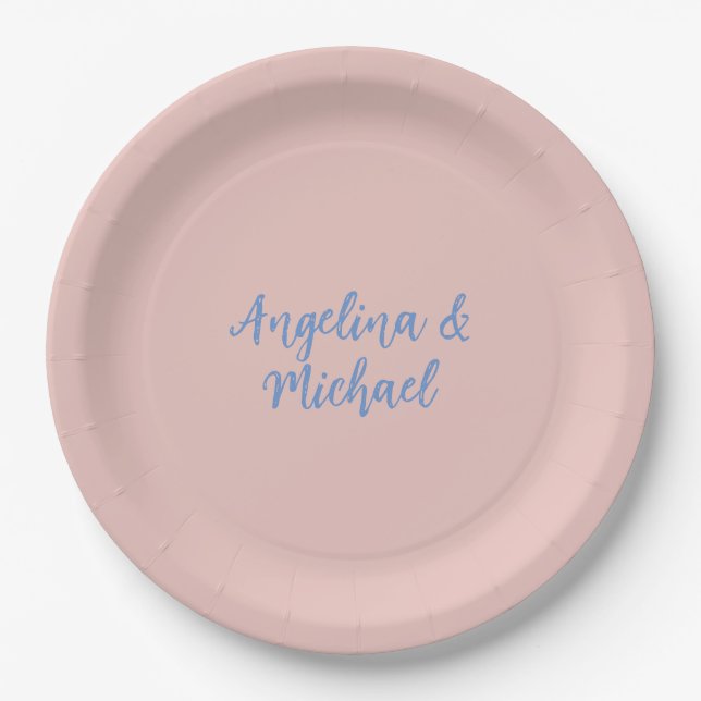 Elegant Stylish Trendy Unique Names Calligraphy Paper Plates (Front)
