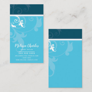 ELEGANT stylish verve foliage cute teal aqua blue Business Card