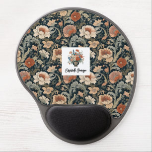 Elegant Stylish Vintage Dark Floral Personalized Gel Mouse Pad