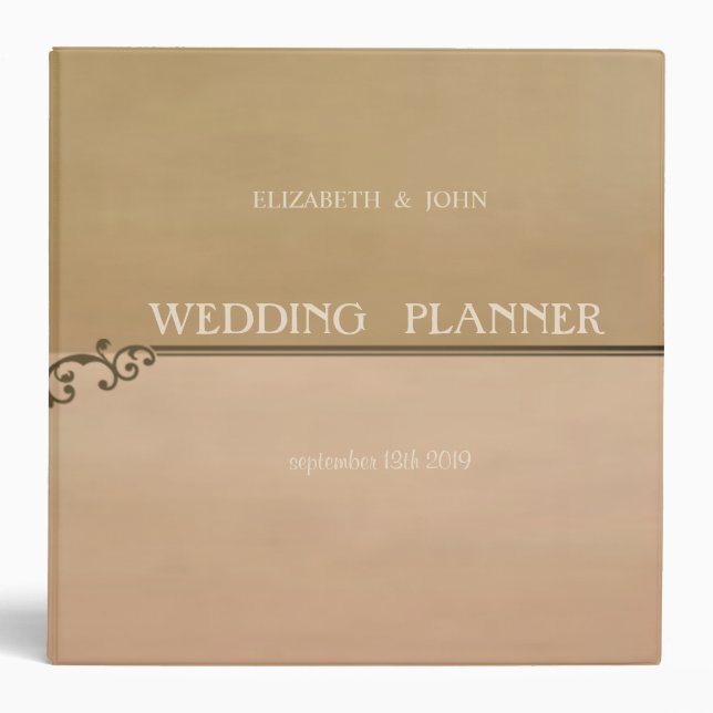 Elegant Stylish Vintage  Wedding 3 Ring Binder (Front)