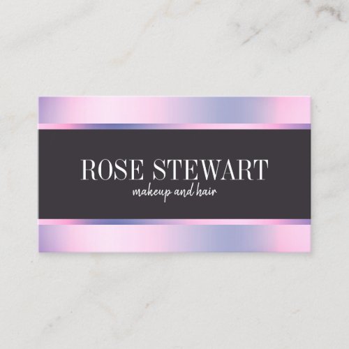 Elegant stylish violet holographic makeup and hair business card