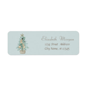 Elegant,Stylish Watercolor Christmas Tree Label