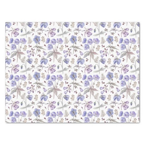 Elegant Stylish Watercolour Purple Wildflower Tissue Paper