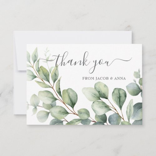 Elegant Stylish Wedding Greenery Modern Chic  Thank You Card