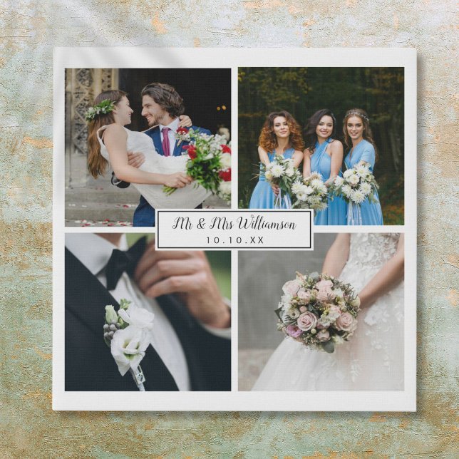 Elegant Stylish Wedding Photos Collage Faux Canvas Print (Elegant Stylish Wedding Photos Collage Faux Canvas Print)