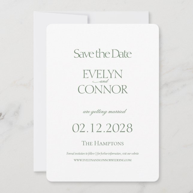 Elegant Stylish Wedding Save The Date (Front)
