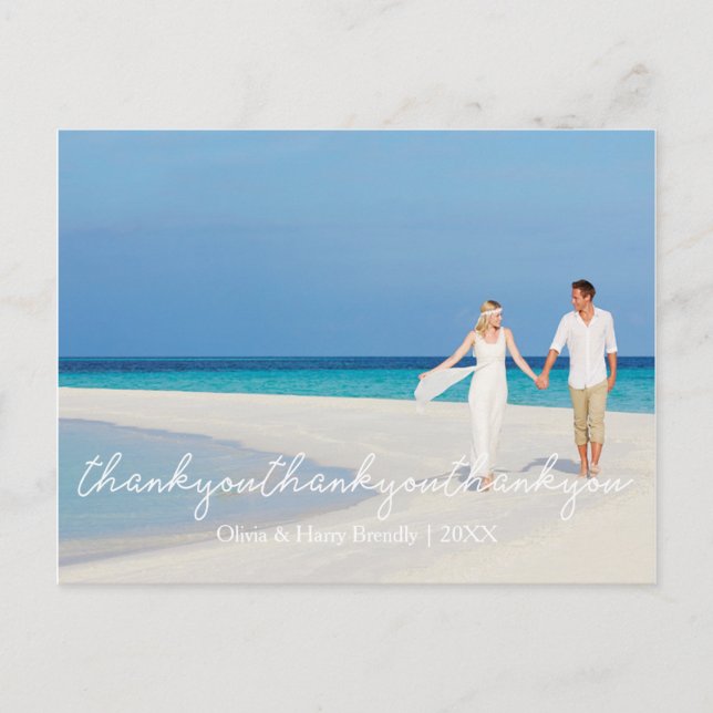 Elegant Stylish Wedding Thank You Postcard (Front)
