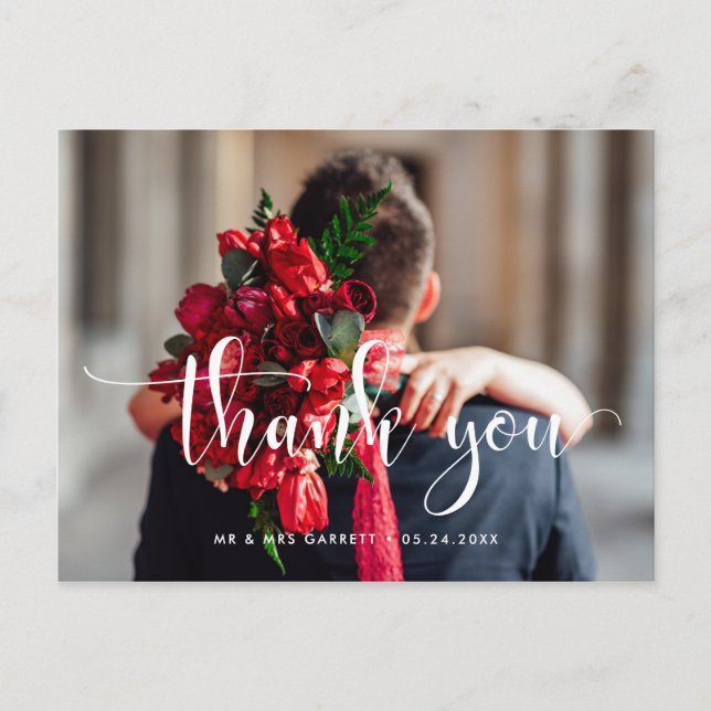Elegant stylish wedding thank you postcard (Front)