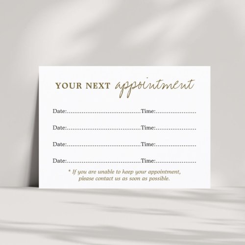 Elegant Stylish White Antique Gold Beauty Appointment Card