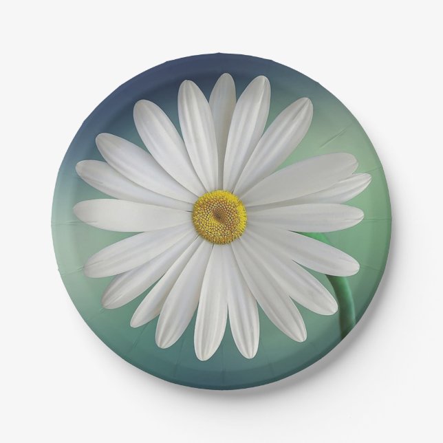 Elegant,Stylish, White Daisy Paper Plates (Front)