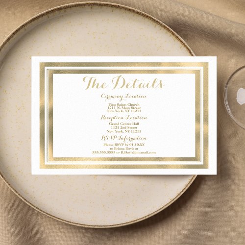Elegant stylish white gold frame Details Card