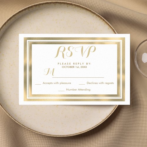 Elegant stylish white gold frame RSVP