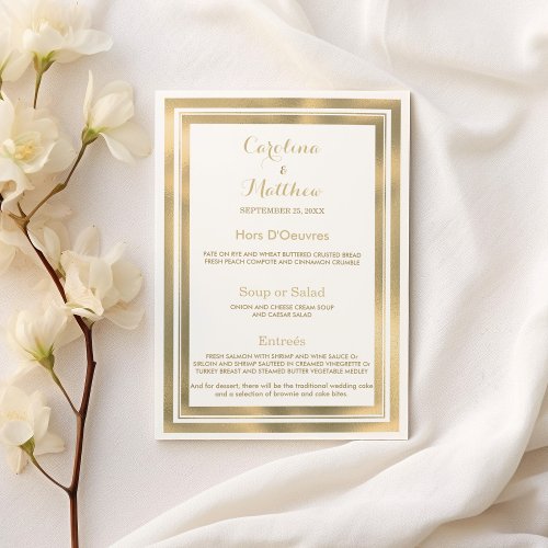 Elegant stylish white gold frame Wedding Menu