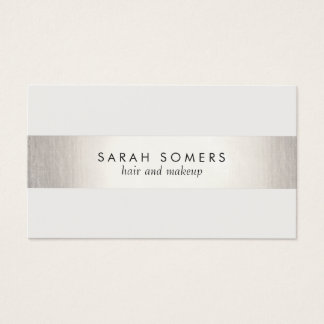 Elegant Stylish White Modern FAUX Silver Striped Business Card