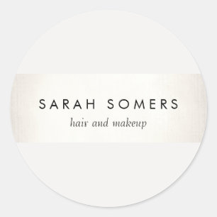 Elegant Stylish White Modern FAUX Silver Striped Classic Round Sticker