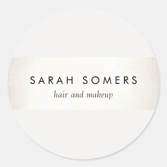 Elegant Stylish White Modern FAUX Silver Striped Classic Round Sticker (Front)